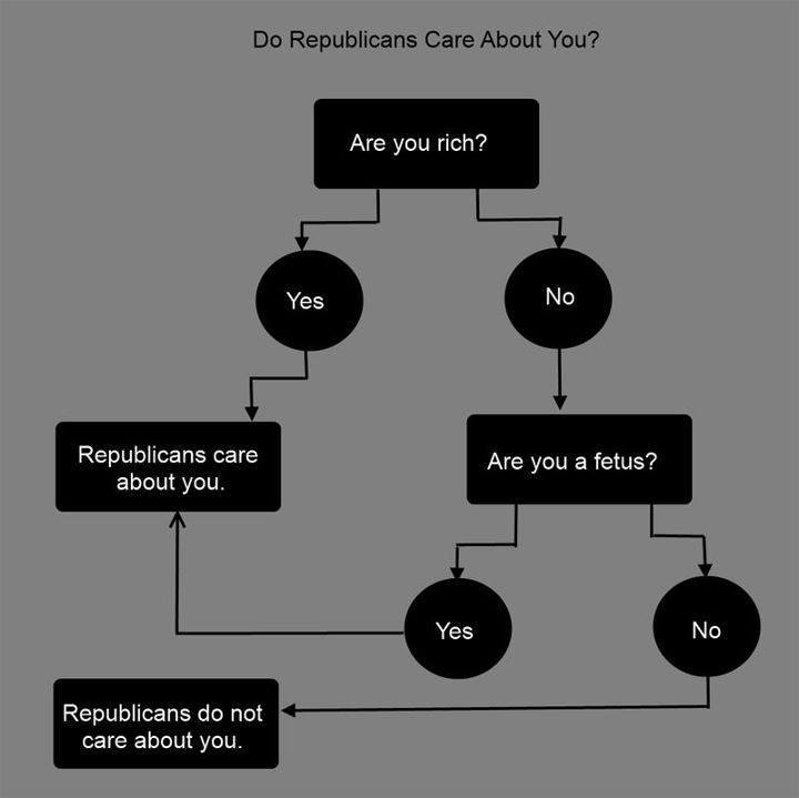 Flowchart:  Republicans care about you only if you are rich or are a fetus.  Otherwise, otherwise.